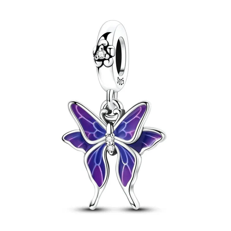 Charm Pendant Papillon Violet Thermochromique