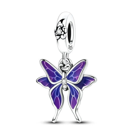 Charm Pendant Papillon Violet Thermochromique