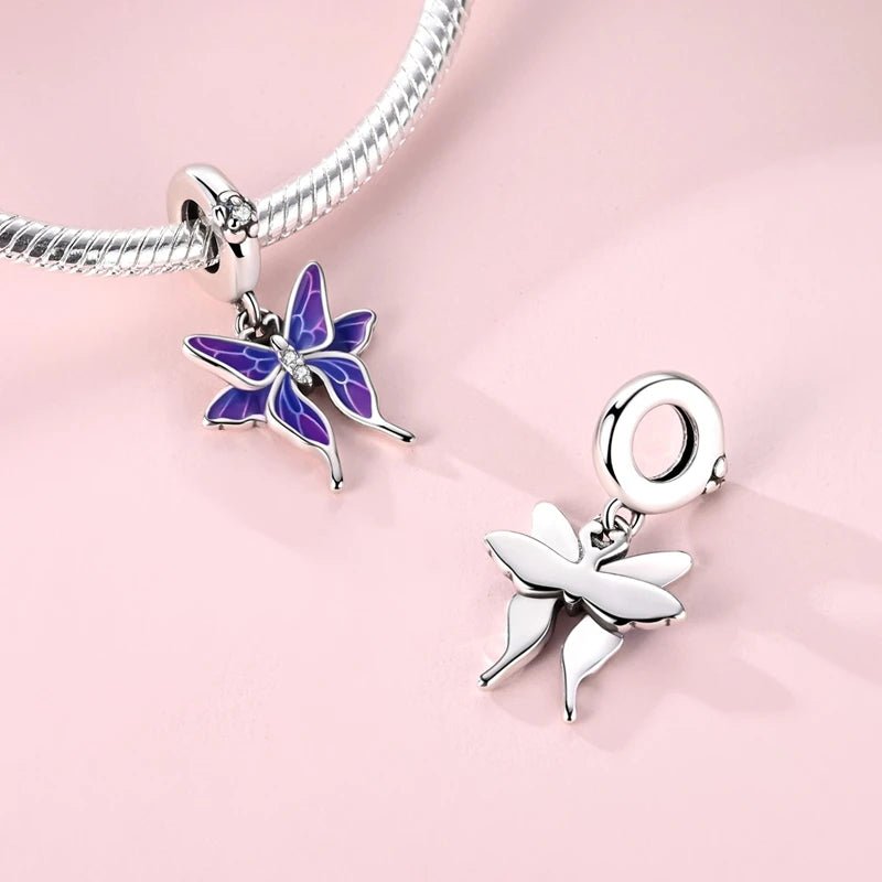 Charm Pendant Papillon Violet Thermochromique