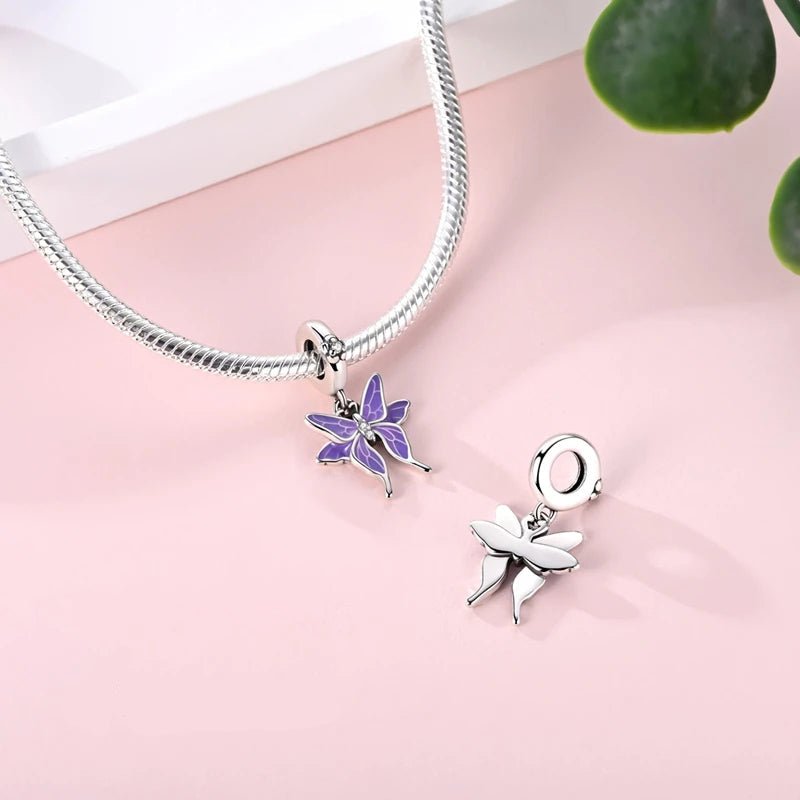 Charm Pendant Papillon Violet Thermochromique