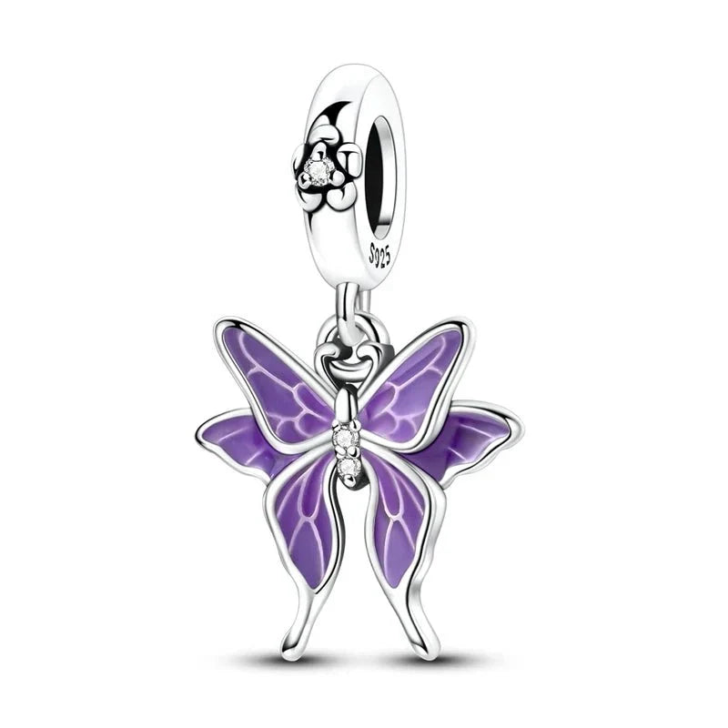 Charm Pendant Papillon Violet Thermochromique