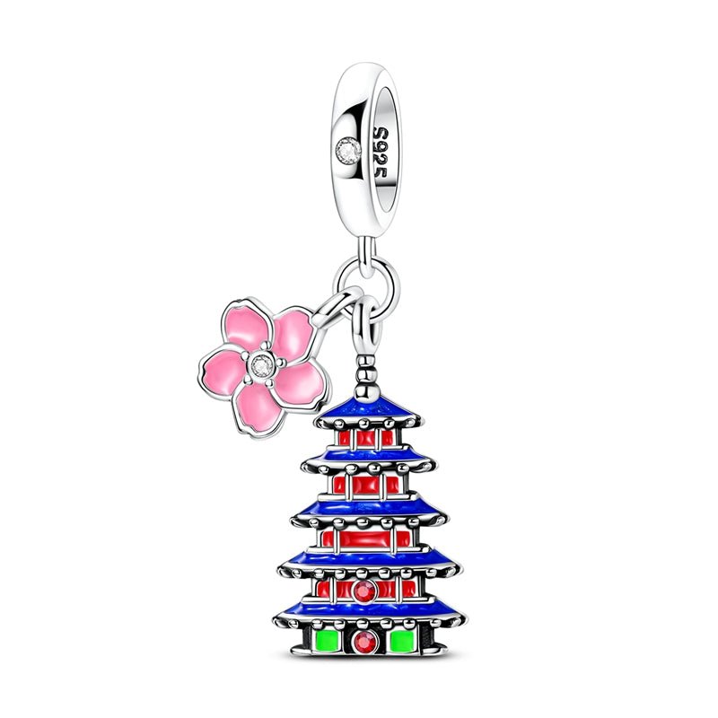 Charm Pendant Tokyo Asakusa et Fleur de Cerisier