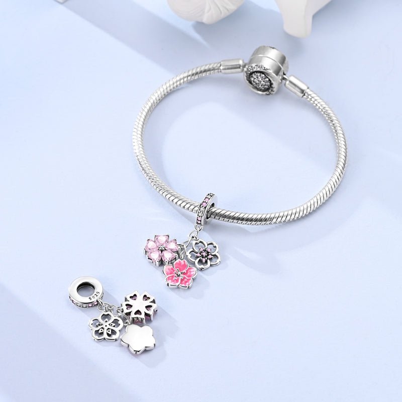 Charm Triple Pendant Fleurs de Cerisier