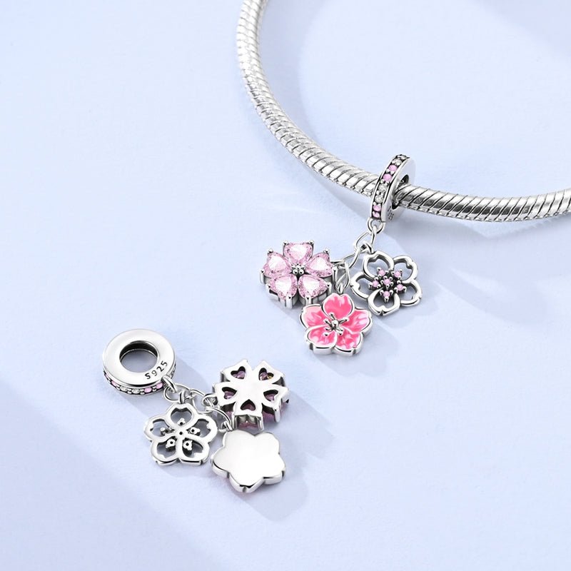 Charm Triple Pendant Fleurs de Cerisier
