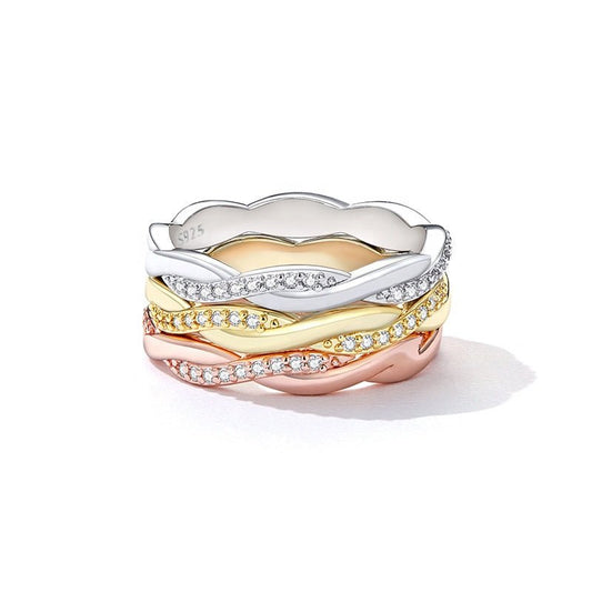 Bague Anneau Pavé Torsadé Radiance
