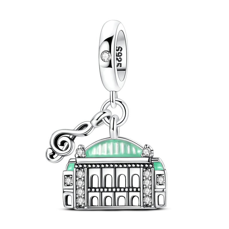 Charm Pendant Opéra de Vienne et Note de Musique