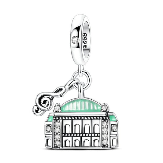 Charm Pendant Opéra de Vienne et Note de Musique