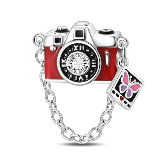 Charm Appareil Photo Vintage avec Pellicule et Papillon