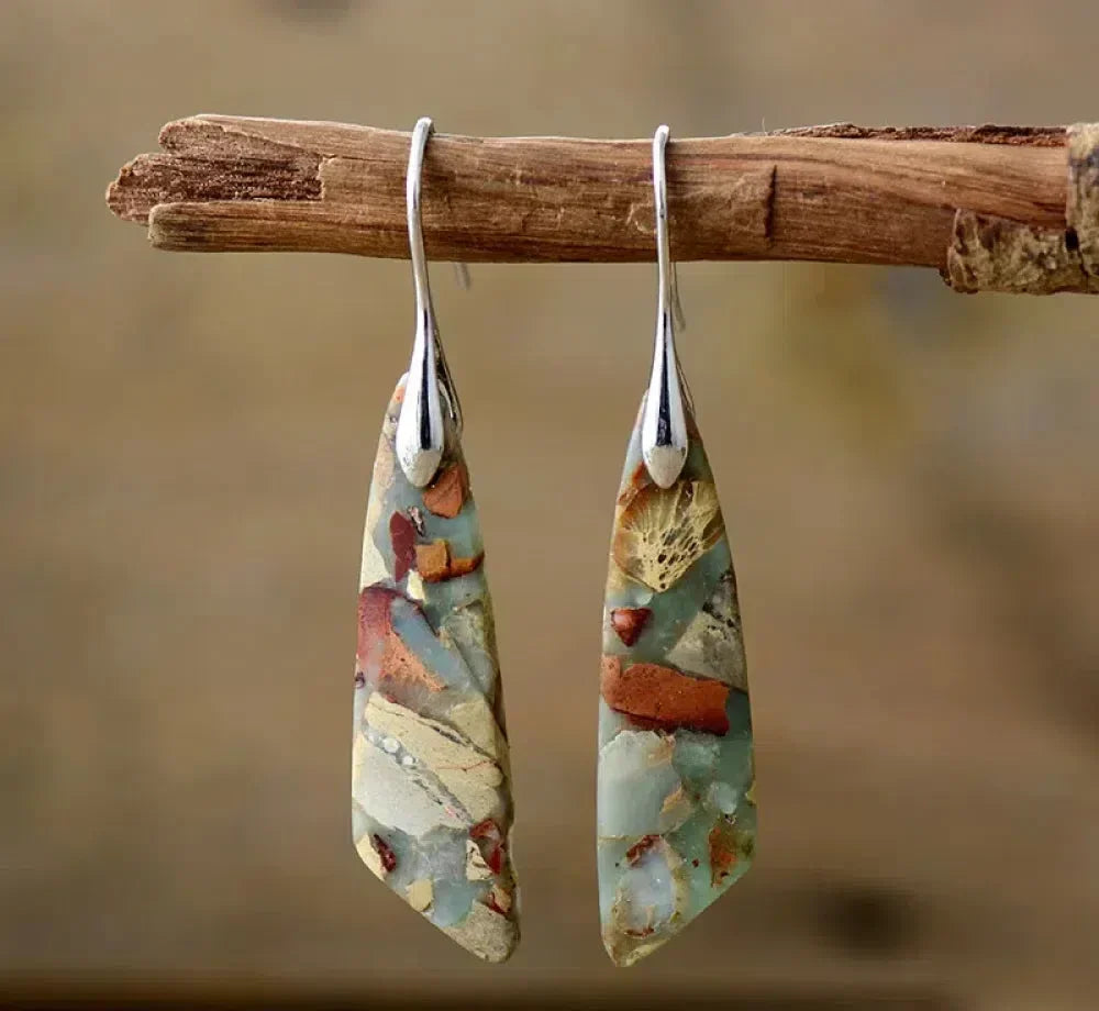Boucles d'Oreilles Vintage en Pierre Naturelle