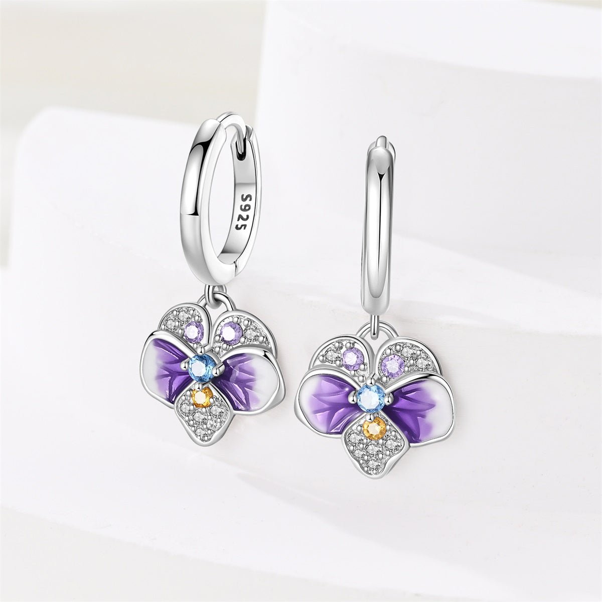 Créoles Fleur en Cristal Violette Épanouie