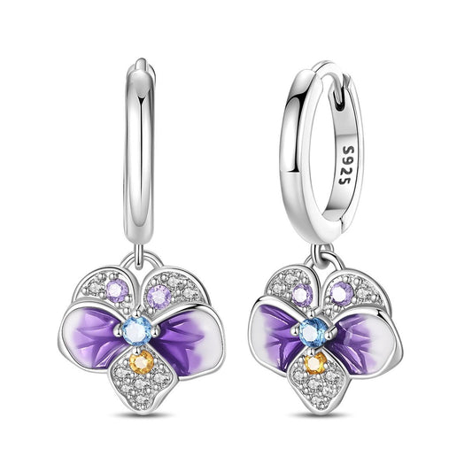 Créoles Fleur en Cristal Violette Épanouie