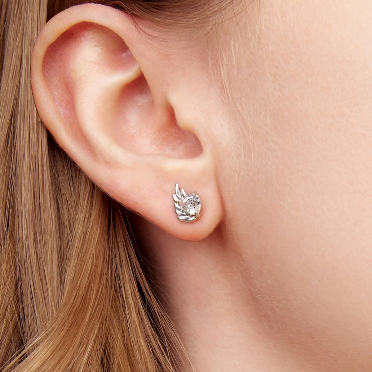 Puces d'Oreilles Cœur Ailé Scintillant
