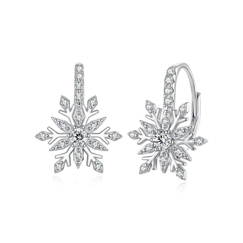 Créoles Flocon de Neige en Cristal d'Hiver