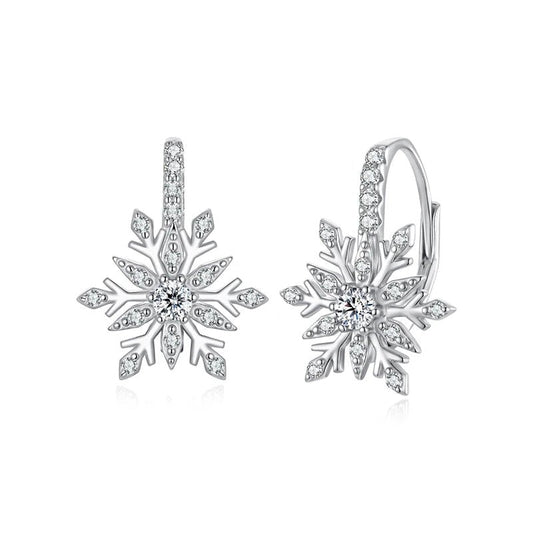 Créoles Flocon de Neige en Cristal d'Hiver