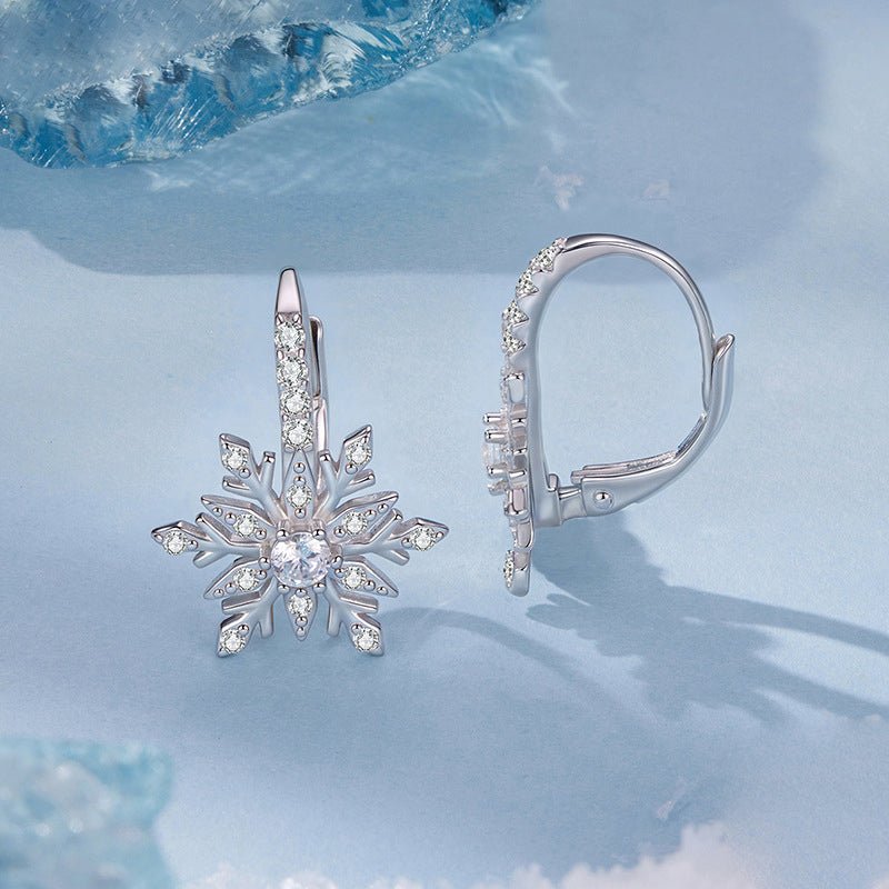 Créoles Flocon de Neige en Cristal d'Hiver